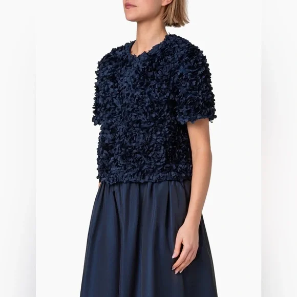 Akris Punto New Lasercut Flower Petal Appliqué Jacket In Ink Size US 4 $1,390.00